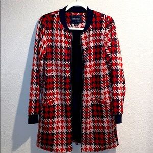 Red & Black Houndstooth Cardigan - Size S